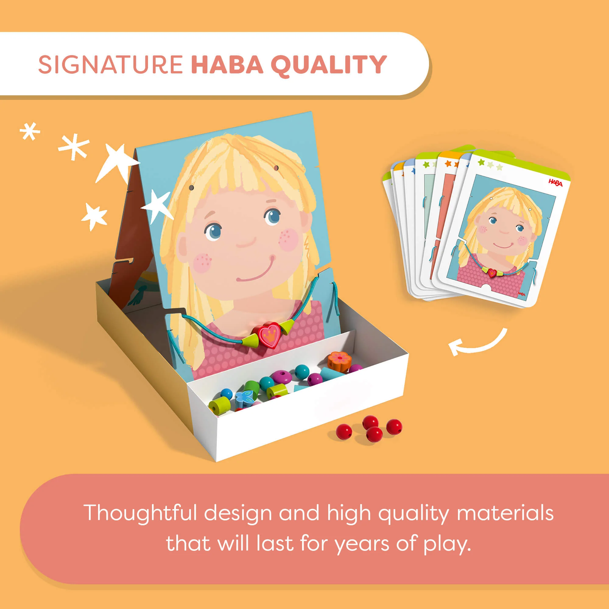 HABA Threading Game Jewelry Fun Bead Set for Little Designers